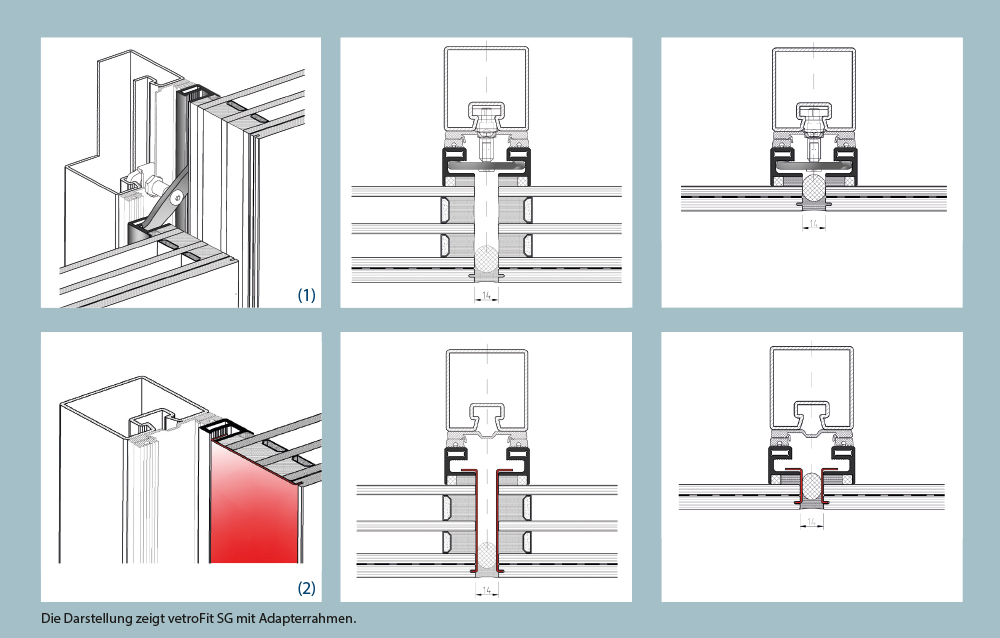 Strucural Glazing-System: die perfekte Lösung für Ganzglas-Fassaden. Variante 2 mit Adapterrahmen