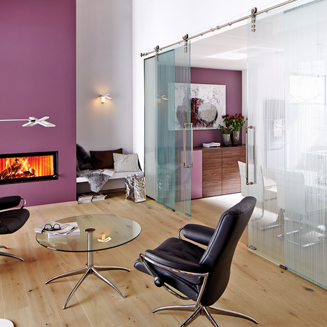 Glastrennwände, Madras Wohnraum Schiebetür