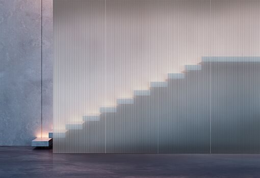 modern minimalism style stairs with night lighting